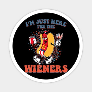 Hot Dog I'm Just Here For The Wieners 4Th Of July Magnet